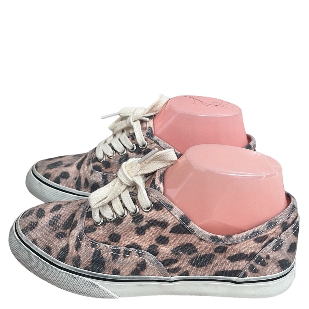 RE/DONE Low Top Skate Sneakers Faded Leopard Print Canvas Size 37 Pre Owned‎